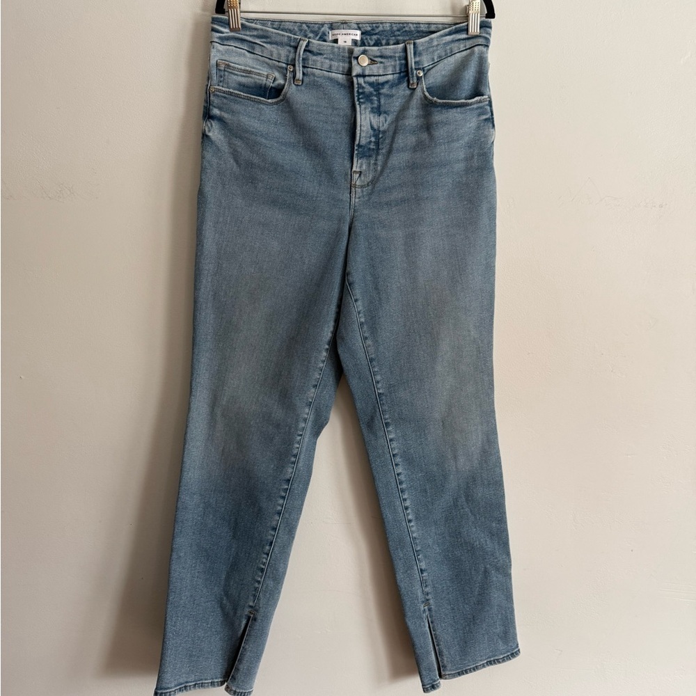 Good American Light Wash Straight Leg Jeans Size 15